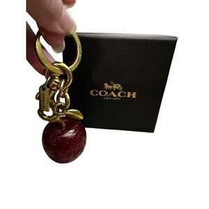 Coach Apple Charm In Vintage Gold Hardware Bag Charm, Key Chain In Box NWOT